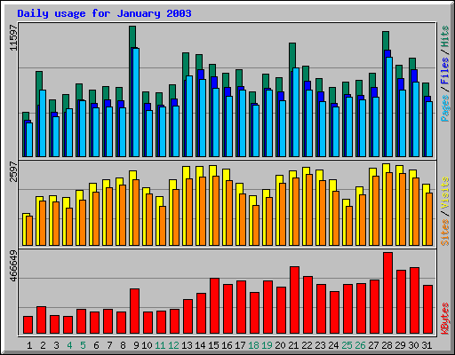 Daily usage for January 2003