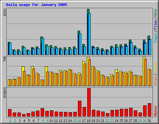 Daily usage for January 2005