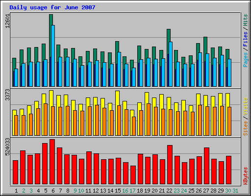 Daily usage for June 2007