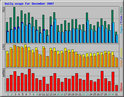 Daily usage for December 2007