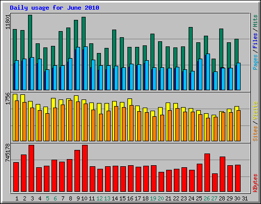 Daily usage for June 2010