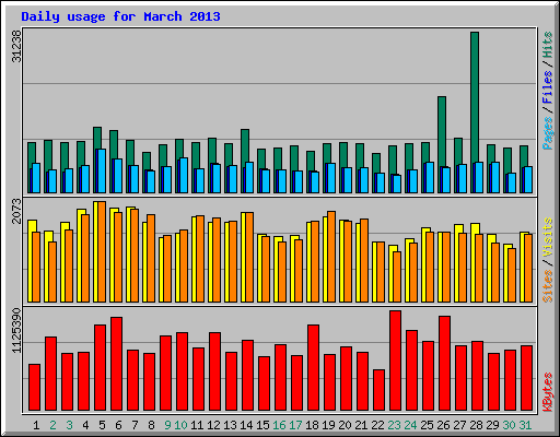 Daily usage for March 2013