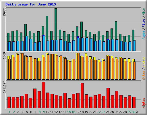 Daily usage for June 2013