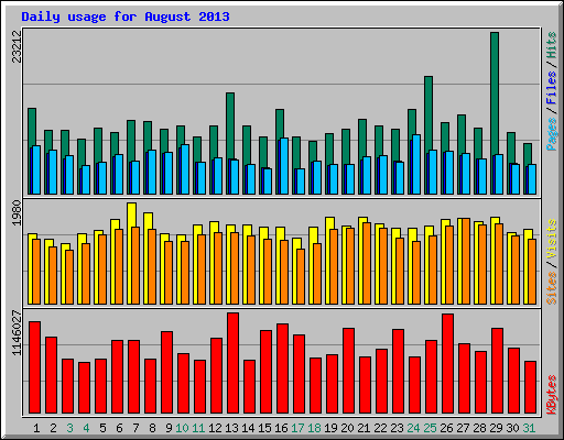 Daily usage for August 2013