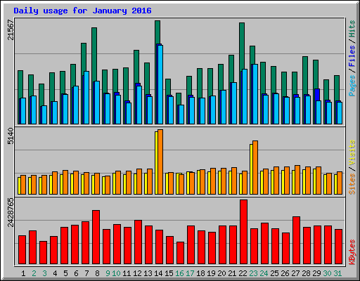 Daily usage for January 2016