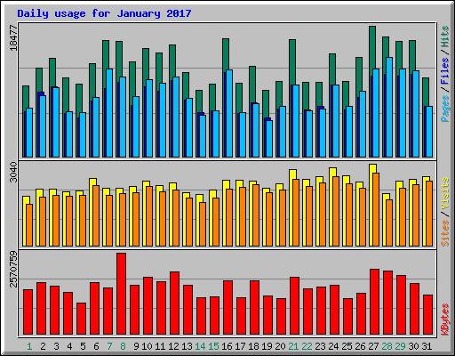 Daily usage for January 2017