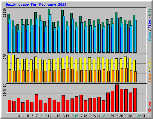 Daily usage for February 2020