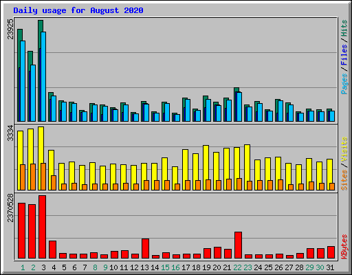 Daily usage for August 2020