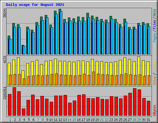 Daily usage for August 2021