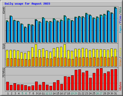 Daily usage for August 2023