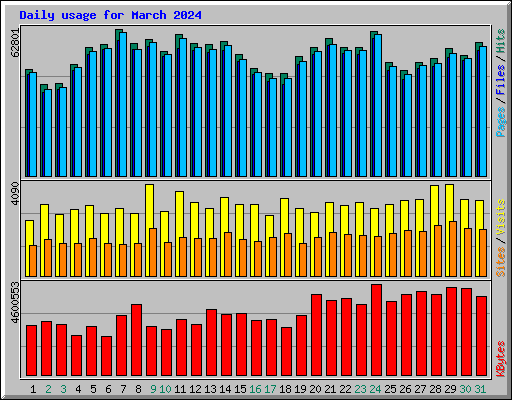 Daily usage for March 2024