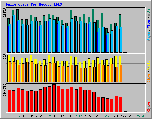 Daily usage for August 2025