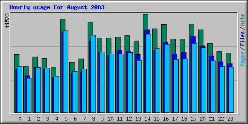 Hourly usage for August 2003