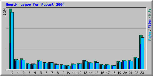 Hourly usage for August 2004