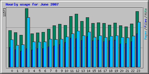 Hourly usage for June 2007