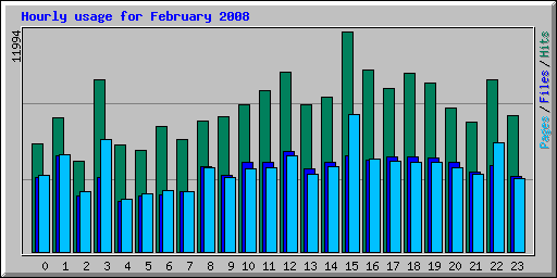 Hourly usage for February 2008