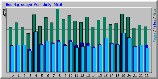 Hourly usage for July 2016