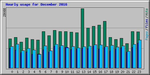 Hourly usage for December 2016